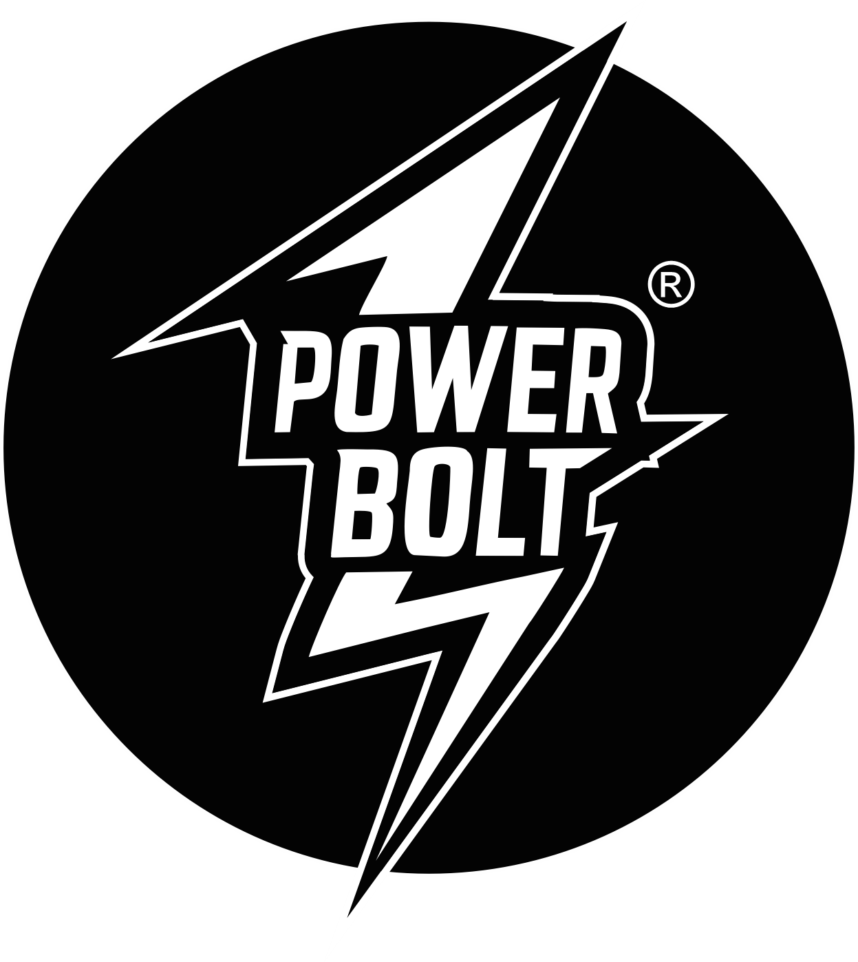 Click to view full size Power Bolt energy drink logo: a lightning bolt roundel with the brand name, designed by Vectographics